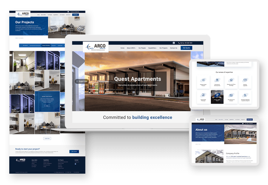 Candoversa created the website for construction company ARCO to present their services